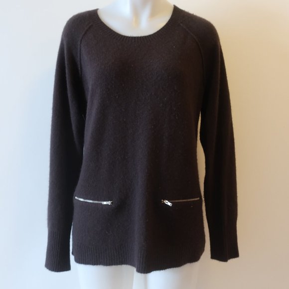WOMENS SAKS FIFTH AVENUE BLACK LABEL BROWN PULLOVER CASHMERE SWEATER XL * - Picture 4 of 14